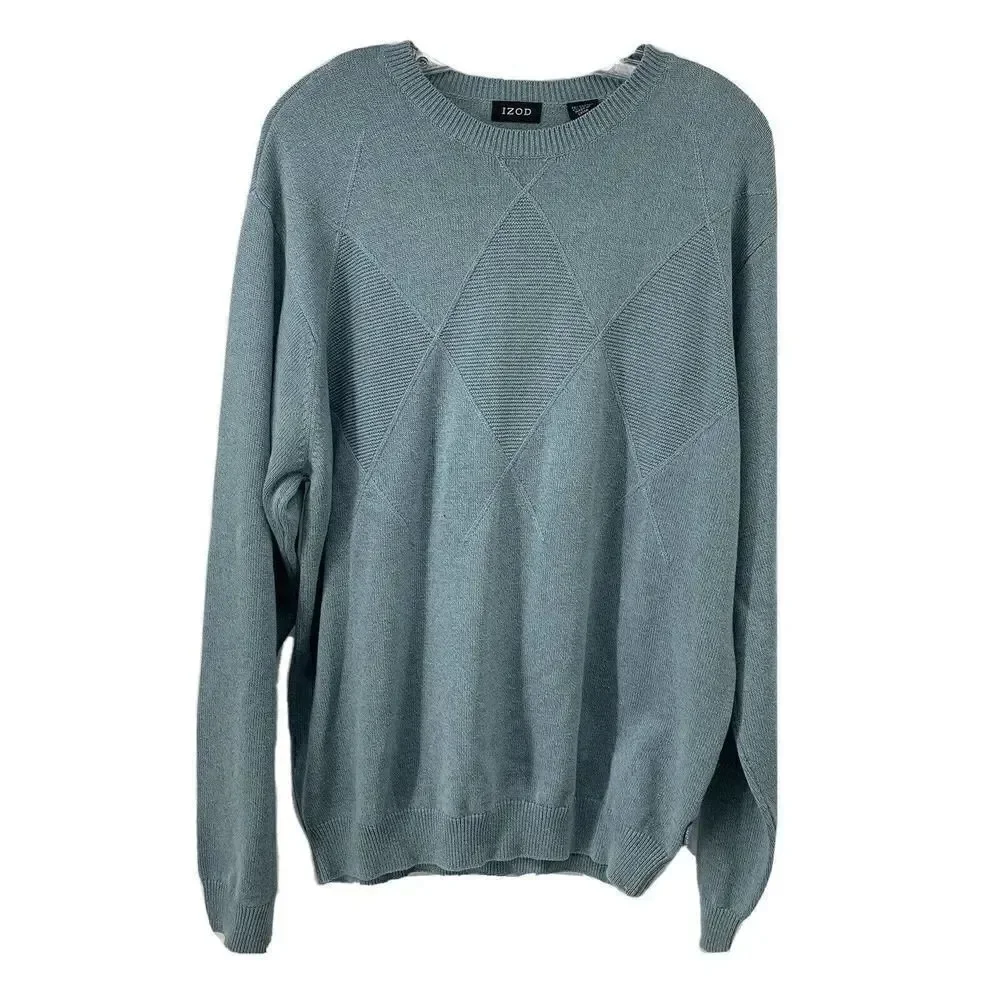 IZOD Golf Mens Sweater Blue Argyle Large New